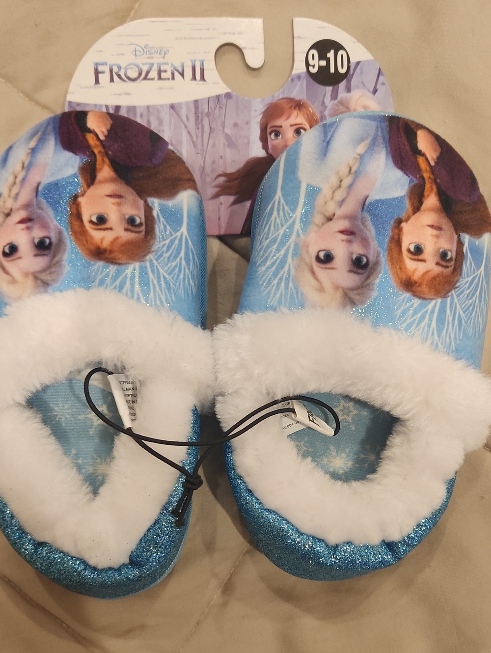 Disney Frozen II Blue Glitter Kids' One-Piece Slipper (Size 9-10)